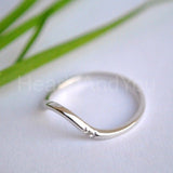 0.05ct Round Cut Moissanite Stacking Curved Wedding Band 14K White Gold Plated