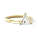 1ct Trillion Cut Diamond Engagement Ring 14k Yellow Gold Over Minimalist Dainty