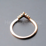 0.5ct Round Cut Simulated Green Emerald Curved Wedding Band 14K Rose Gold Plated