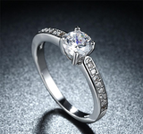 2Ct Round Cut Diamond Solitaire with Accent Engagement Ring 18K White Gold Over