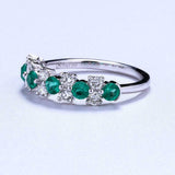 2ct Round Green Emerald Stackable Half Eternity Wedding Band 14k White Gold Over