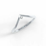 0.3ct Engagement Ring Round Cut Diamond Curved Minimalist 14k White Gold Finish