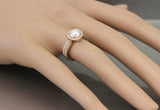 Halo Bridal Set Engagement Ring 2ct Round Cut VVS1D Diamond 14k Rose Gold Finish
