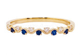 0.5ct Round Cut Simulated Blue Sapphire Wave Wedding Band 14k Yellow Gold Plated