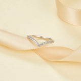 0.2ct Round Cut Diamond Wedding Band V Shaped Petite Curved 14k WhiteGold Finish