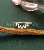 0.15ct Round Cut Moissanite Cluster Minimalist Wedding Band 14k Rose Gold Plated