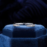 0.3ct Round Cut Moissanite Open Cuff Stackable Wedding Band 14k WhiteGold Plated