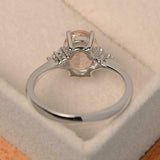 2ct Engagement Ring Oval Cut Peach Morganite Trilogy Promise 14k White Gold Over