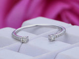 0.7ct Wedding Ring Band Round Cut Diamond Open Stackable 14k White Gold Finish