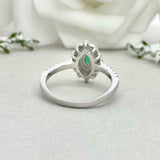 2.3ct Engagement Ring Marquise Cut Green Emerald Dual Halo 14k White Gold Finish
