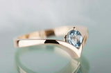 0.5ct Round Cut Aquamarine Engagement Ring Solitaire ByPass 14k Yellow Gold Over