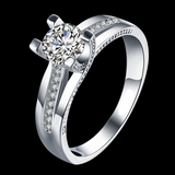 2Ct Round Cut Diamond Tension Solitaire with Accents Ring 14K White Gold Finish