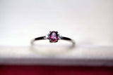 0.3ct Engagement Ring Oval Cut Pink Ruby Trilogy Minimalist 14k White Gold Over