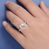 2ct Cushion Cut Simulated Peach Morganite Accented Halo Ring 14k RoseGold Plated
