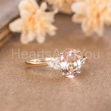 1.5ct Oval Cut Simulated Morganite Petite Engagement Ring 14k Rose Gold Plated