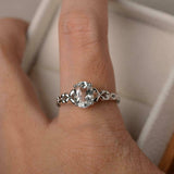 2ct Engagement Ring Oval Diamond Solitaire Butterfly Accent 14k White Gold Over