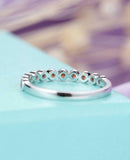 1ct Round Cut Red Garnet Wedding Band Art Deco Half Eternity 14k White Gold Over