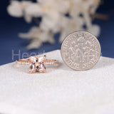 1.5ct Princess Cut Simulated Peach Morganite Accented Ring 14k Rose Gold Plated