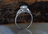 Accent Solitaire Engagement Ring 2ct Round Cut VVS1D Diamond 14k White Gold Over
