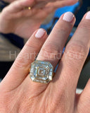2.2ct Asscher Cut Simulated Diamond Halo Engagement Ring 14k Yellow Gold Plated
