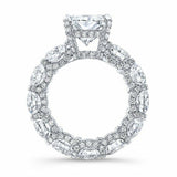5ct Radiant Cut Diamond Gatsby Iced Queen Engagement Ring 14k White Gold Finish