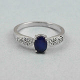 1ct Engagement Ring Oval Cut Sapphire Round Diamond Accent 14k White Gold Finish