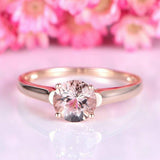 1.2ct Round Cut Peach Morganite Engagement Ring Solitaire 14k Rose Gold Finish
