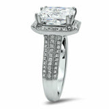 4.5ct Radiant Cut DVVS1 Diamond Halo Vintage Engagement Ring 14K White Gold Over