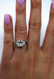 5Ct Radiant Cut Trilogy Engagement Ring 18K White Gold Finish Trapezoid Accents