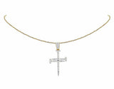 1.9ct Round Cut Diamond Nail Cross Charm Pendant 14k Two Tone Finish NO CHAIN
