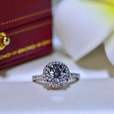 1.5ct Round Cut Diamond Solitaire Halo Engagement Ring 14k White Gold Finish