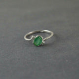 1.2ct Engagement Ring Oval Cut Green Emerald Swirl Trilogy 14k White Gold Finish