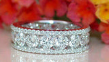 7ct Round Diamond Three Row Exquisite Eternity Wedding Band 14K White Gold Over