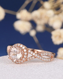 2ct Round Cut Morganite Engagement Ring Split Shank Infinity 14k Rose Gold Over