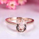 1.5ct Oval Cut Peach Morganite Engagement Ring Solitaire 14k Rose Gold Finish