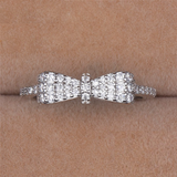 1.7ct Round Cut Diamond Engagement Ring 14k White Gold Finish Bow Knot Design