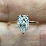 1Ct Pear Cut VVS1/D Diamond Classic Proposal Solitaire Ring 14K Rose Gold Finish