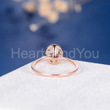 1.45ct Oval Cut Simulated Morganite Halo Engagement Ring 14k Rose Gold Plated