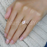 1ct Emerald Cut Simulated Peach Morganite Solitaire Ring 14k White Gold Plated