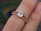 1ct Round Cut Diamond Split Shank Solitaire Engagement Ring 14k Rose Gold Finish