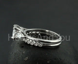 2.2ct Round Cut Moissanite Trilogy Ring Half Eternity Band 14k White Gold Plated
