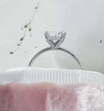 0.7ct Radiant Cut Diamond Accent Solitaire Engagement Ring 14k White Gold Finish