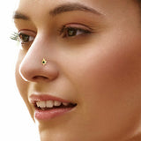 0.2ct Round Cut Green Emerald Floral Twist Nose Pin Piercing 14k YellowGold Over