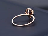 0.5ct Pear Cut Red Garnet Halo Solitaire Engagement Ring 14k Rose Gold Finish