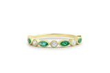 1ct Marquise Green Emerald Half Eternity Anniversary Band 14k Yellow Gold Finish
