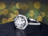 1.5ct Round Cut VVS1D Diamond Engagement Ring Classic Halo 14k White Gold Finish