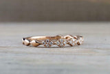 1.2ct Round Cut Diamond Wedding Band Thin Minimalist Petite 14k Rose Gold Finish