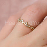 0.1ct Round Cut Moissanite Twig Half Eternity Wedding Band 14k YellowGold Plated