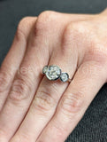 2.3ct Round Cut Moissanite Bezel Set Trilogy Women Ring 14k White Gold Plated