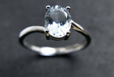2.3ct Engagement Ring Oval Cut Blue Aquamarine Solitaire 14k White Gold Finish